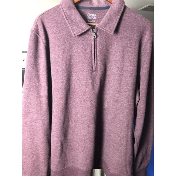 MEN'S LARGE CROFT & BARROW 1/2 ZIP HEATHER PURPLE - Picture 2 of 4